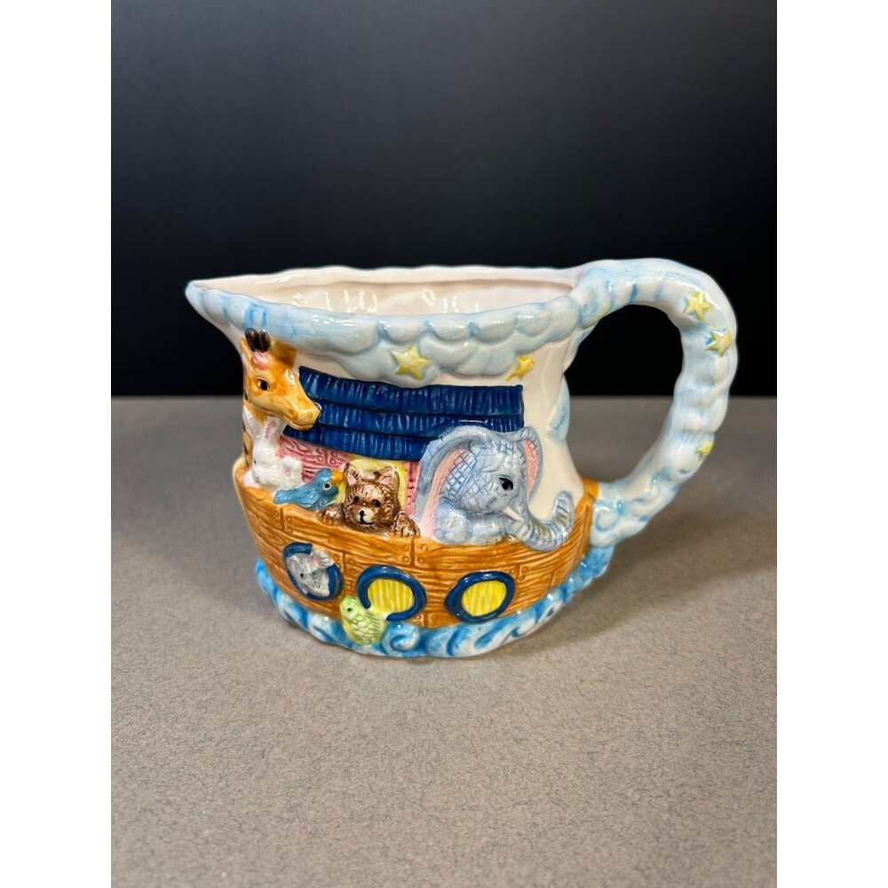 Vintage Noah’s Ark Creamer Pitcher Painted Animals Ceramic Decorative 4'' Tall - Picture 3 of 8